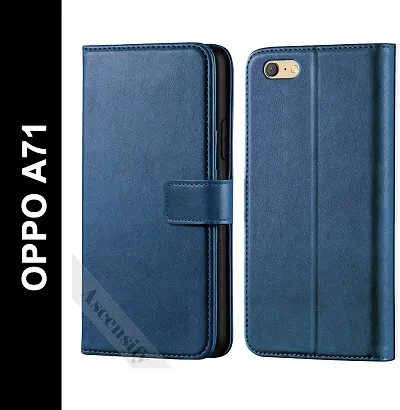 Classy Flip Cover for Oppo A71 Blue Dual Protection