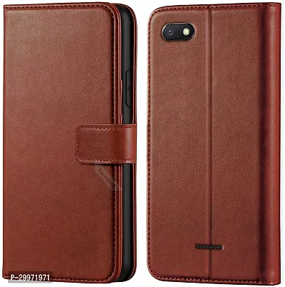 Classy Flip Cover for Mi Redmi 6A Brown Dual Protection-thumb0