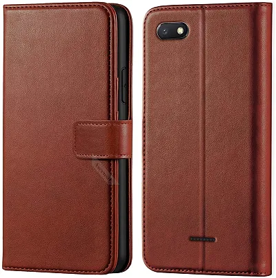 Cloudza Oppo A1K Flip Back Cover | PU Leather Flip Cover Wallet Case with TPU Silicone Case Back Cover for Oppo A1K Brown