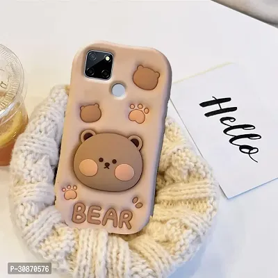 Ascensify Stylish Back Cover for Realme C12 Cute Funny Bear Case with Bear Face Holder  for Realme C12-thumb3