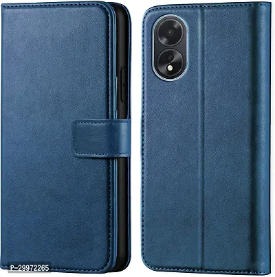 Classy Flip Cover for Oppo A18 Blue Dual Protection