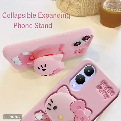 Ascensify Stylish Back Cover for Vivo Y17s Cute Hello Kitty Soft Case with Kitty Face Holder  for Vivo Y17s-thumb2