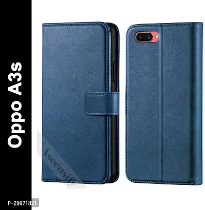 Classy Flip Cover for Oppo A3s Blue Dual Protection