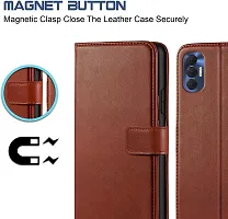 Classy Flip Cover for Tecno Spark 9T Brown Dual Protection-thumb3