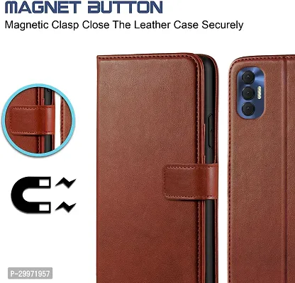 Classy Flip Cover for Tecno Spark 9T Brown Dual Protection-thumb4