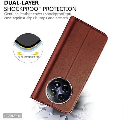 Classy Flip Cover for realme 12 5G Brown Dual Protection-thumb4