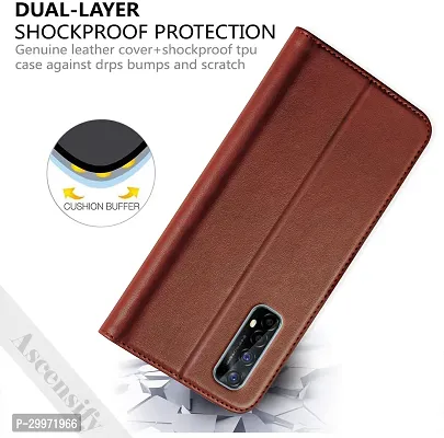 Classy Flip Cover for REALME 7 Brown Dual Protection-thumb3