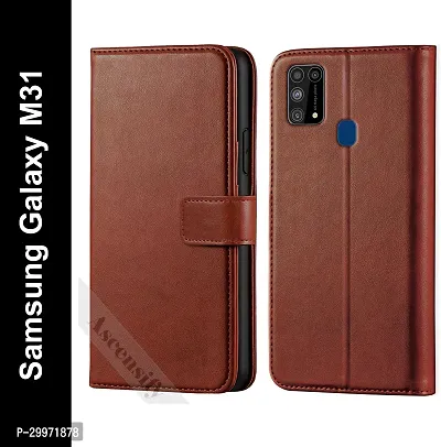 Classy Flip Cover for Samsung Galaxy M31 Brown Dual Protection