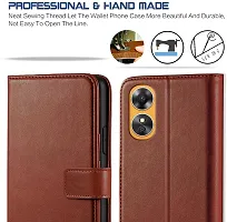 Classy Flip Cover for Oppo A17 Brown Dual Protection-thumb1