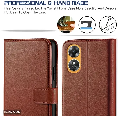 Classy Flip Cover for Oppo A17 Brown Dual Protection-thumb2