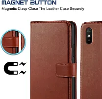 Classy Flip Cover for Redmi 9i Sport Brown Dual Protection-thumb1