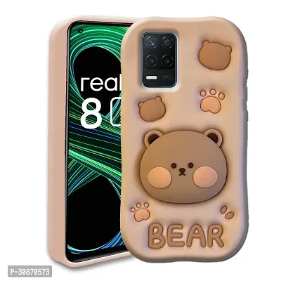 Ascensify Stylish Back Cover for Realme 8 5G Cute Funny Bear Case with Bear Face Holder  for Realme 8 5G-thumb0