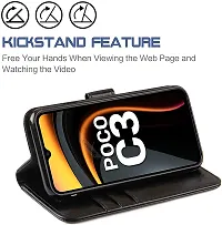 Classy Flip Cover for POCO C3 Black Dual Protection-thumb1