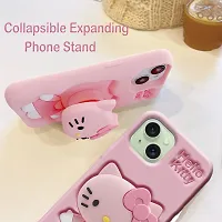 Ascensify Stylish Back Cover for Apple iPhone 15 Cute Hello Kitty Soft Case with Kitty Face Holder  for Apple iPhone 15-thumb1