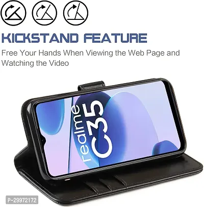 Classy Flip Cover for Realme C35 Black-thumb3