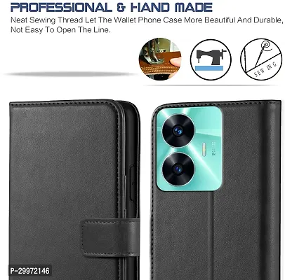 Classy Flip Cover for Realme C55 Black Dual Protection-thumb3