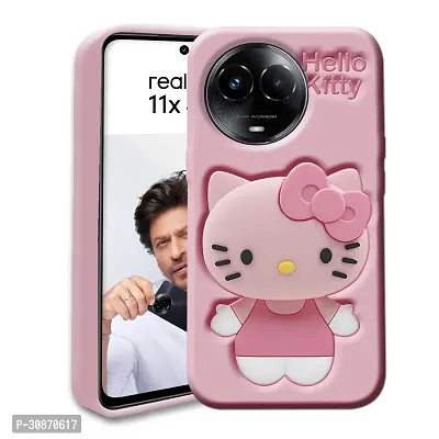 Ascensify Stylish Back Cover for Realme 11X Cute Hello Kitty Soft Case with Kitty Face Holder  for Realme 11X-thumb0