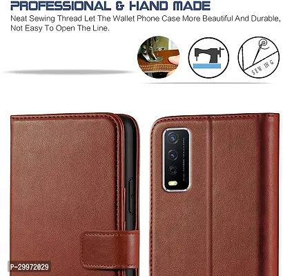 Classy Wallet Case Cover for Vivo Y12g Brown Dual Protection-thumb4