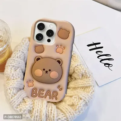 Ascensify Stylish Back Cover for Apple iPhone 15 Pro Cute Funny Bear Case with Bear Face Holder  for Apple iPhone 15 Pro-thumb3