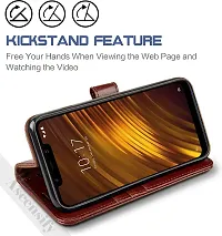 Classy Flip Cover for POCO F1 Brown Dual Protection-thumb4