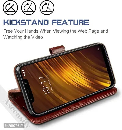 Classy Flip Cover for POCO F1 Brown Dual Protection-thumb5