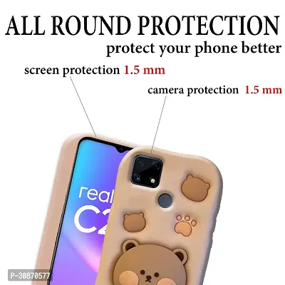 Ascensify Stylish Back Cover for Realme C25 Cute Funny Bear Case with Bear Face Holder  for Realme C25-thumb4