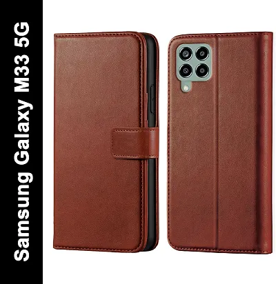 Classy Flip Cover for Samsung Galaxy M33 5G Brown Dual Protection