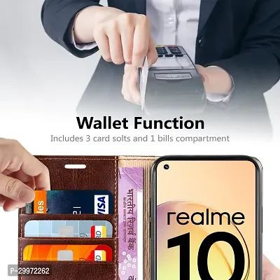 Classy Flip Cover for Realme 10 Brown Dual Protection-thumb5