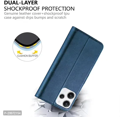 Classy Flip Cover for Redmi 12 Blue Dual Protection-thumb4