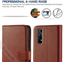 Classy Flip Cover for REALME 7 Brown Dual Protection-thumb1