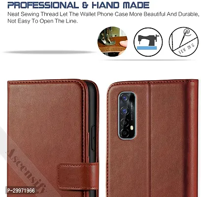 Classy Flip Cover for REALME 7 Brown Dual Protection-thumb2