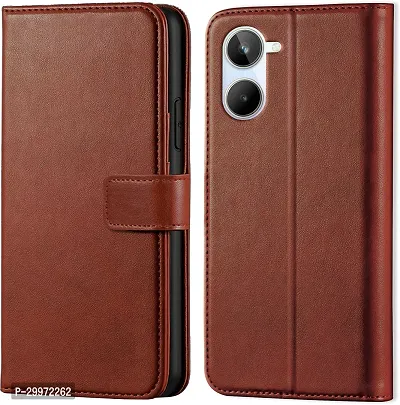 Classy Flip Cover for Realme 10 Brown Dual Protection