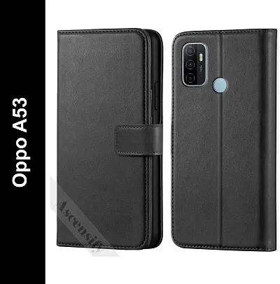 Classy Flip Cover for OPPO A53 Black Dual Protection