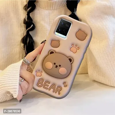 Ascensify Stylish Back Cover for Vivo Y21-2021 Cute Funny Bear Case with Bear Face Holder  for Vivo Y21-2021-thumb5