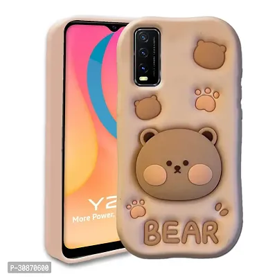 Ascensify Stylish Back Cover for Vivo Y20 Cute Funny Bear Case with Bear Face Holder  for Vivo Y20-thumb0