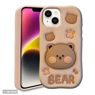 Ascensify Stylish Back Cover for Apple iPhone 14 Cute Funny Bear Case with Bear Face Holder  for Apple iPhone 14-thumb0