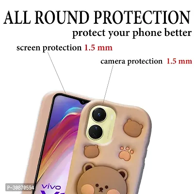 Ascensify Stylish Back Cover for Vivo Y16 Cute Funny Bear Case with Bear Face Holder  for Vivo Y16-thumb4