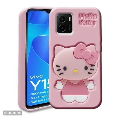 Ascensify Stylish Back Cover for Vivo Y15s Cute Hello Kitty Soft Case with Kitty Face Holder  for Vivo Y15s-thumb0