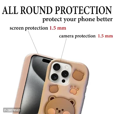 Ascensify Stylish Back Cover for Apple iPhone 15 Pro Cute Funny Bear Case with Bear Face Holder  for Apple iPhone 15 Pro-thumb4