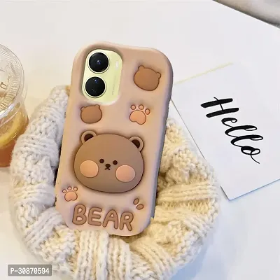 Ascensify Stylish Back Cover for Vivo Y16 Cute Funny Bear Case with Bear Face Holder  for Vivo Y16-thumb3