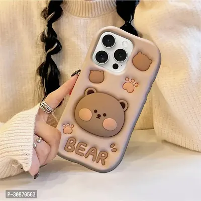 Ascensify Stylish Back Cover for Apple iPhone 15 Pro Cute Funny Bear Case with Bear Face Holder  for Apple iPhone 15 Pro-thumb5