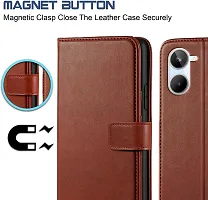 Classy Flip Cover for Realme 10 Brown Dual Protection-thumb2