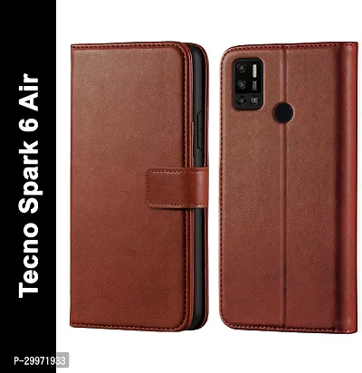 Classy Flip Cover for Tecno Spark 6 Air Brown Dual Protection