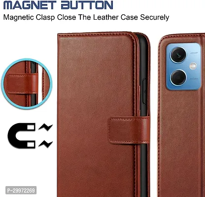 Classy Flip Cover for Redmi Note 12 5G Brown Dual Protection-thumb3