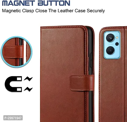 Classy Flip Cover for Realme 9i Brown Dual Protection-thumb4