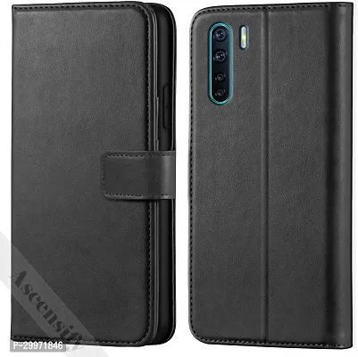 Classy Flip Cover for OPPO F15 Black Dual Protection