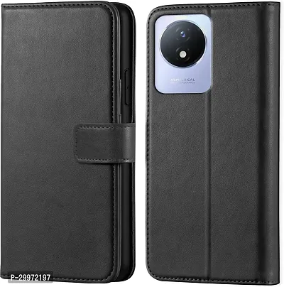 Classy Flip Cover for Vivo Y02 Black Dual Protection