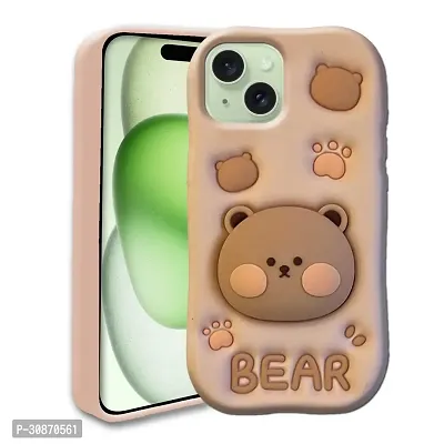 Ascensify Stylish Back Cover for Apple iPhone 15 Cute Funny Bear Case with Bear Face Holder  for Apple iPhone 15-thumb0