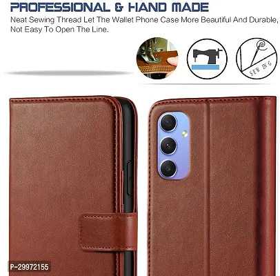 Classy Flip Cover for Samsung Galaxy A34 5G Brown Dual Protection-thumb3