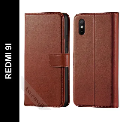 Classy Flip Cover for REDMI 9I Redmi 9A Redmi 9i Sport Brown Dual Protection